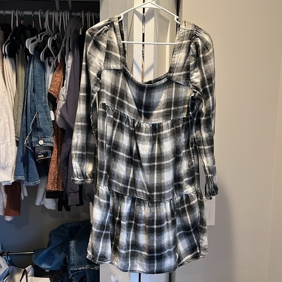 Nordstrom BP Flannel Plaid Long Sleeve Dress, NWT - Picture 2 of 6